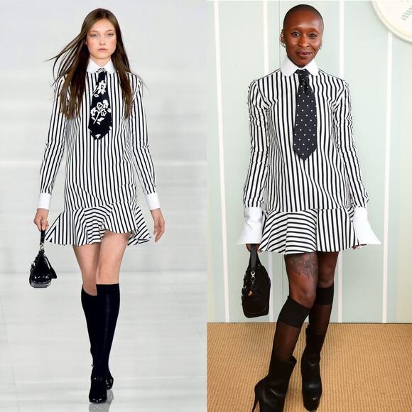 Ralph Lauren Purple Label Dresses & Skirts - Ralph Lauren Collection Striped Mini Shirt Dress Runway Black White Collared 6